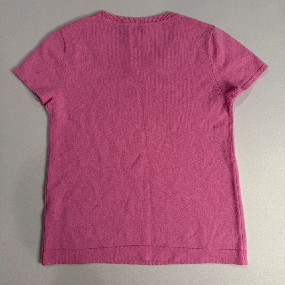 J. Crew Womens Pink Short Sleeve 100% Cashmere‎ Sweater Top Size Small